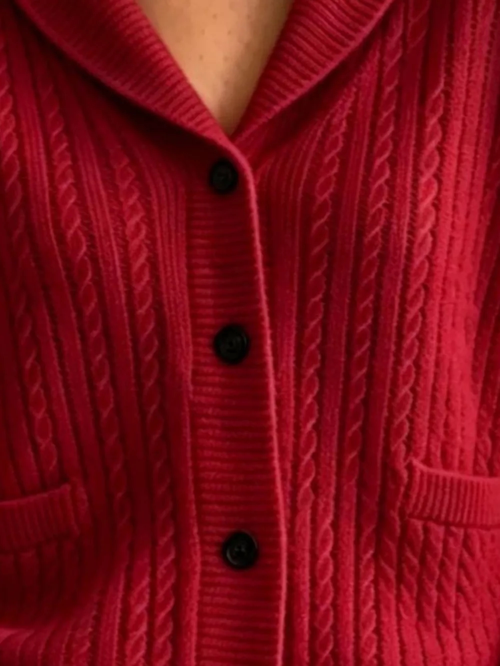 Full Size Shawl Collar Cable Knit Cardigan Plus Size, image 4