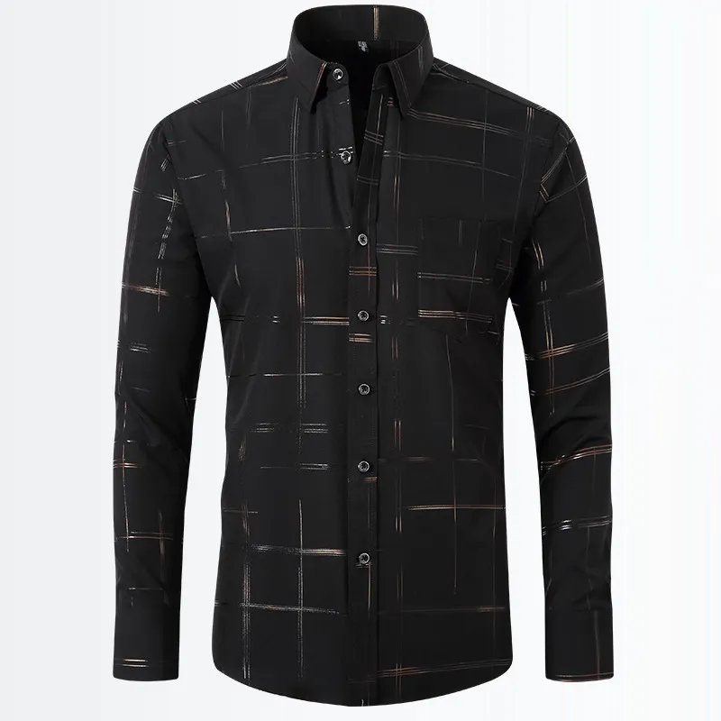 Men's Geometric Pattern Long Sleeve Button-Down Shirt, image 7