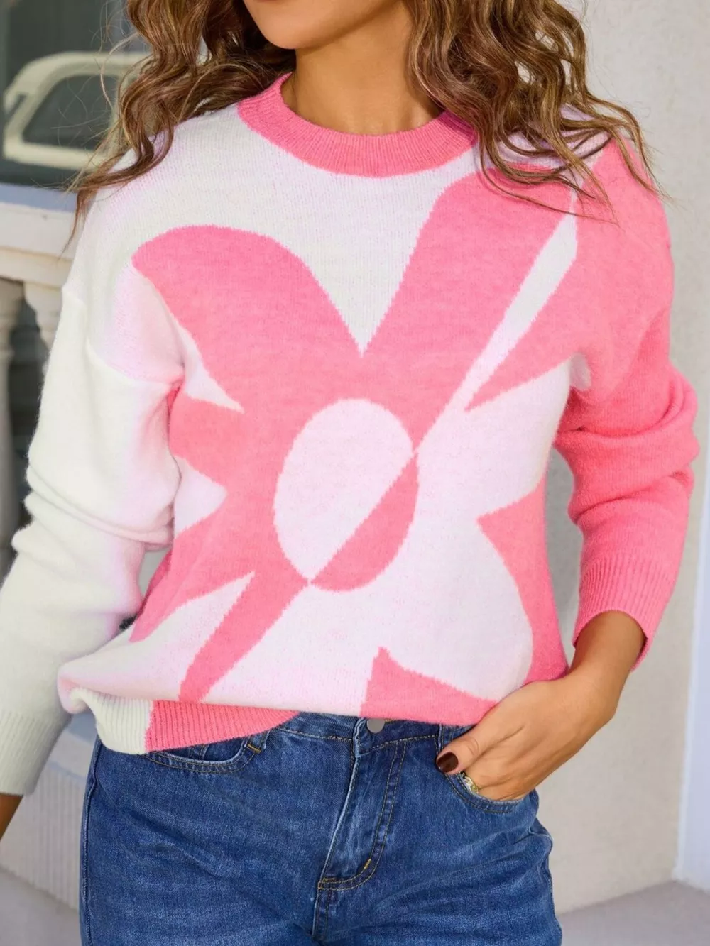Floral Pattern Color Block Sweater, image 15