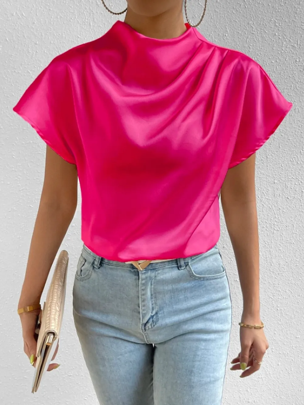 Mock Neck Short Sleeve Blouse, image 14