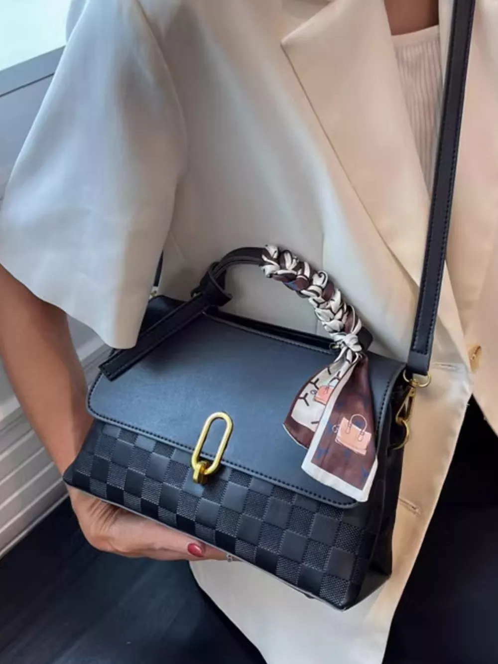 Checkered Flap Crossbody Bag, image 4