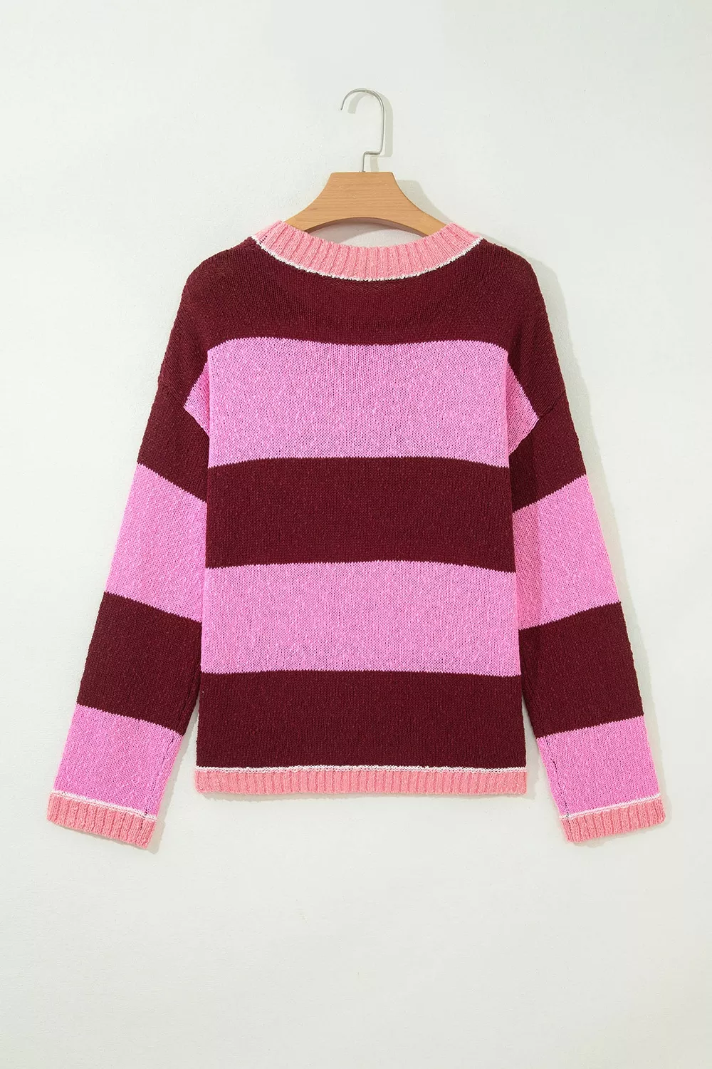 Striped Drop Shoulder Long Sleeve Pullover Regular Fit Knit Sweater, image 7