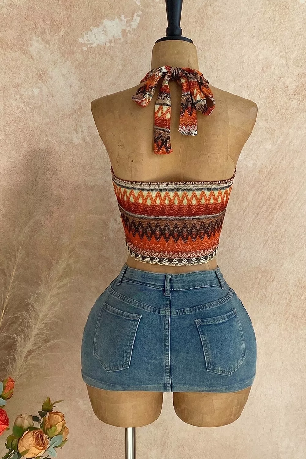 Ethnic Print Halter Neck Cami, image 2