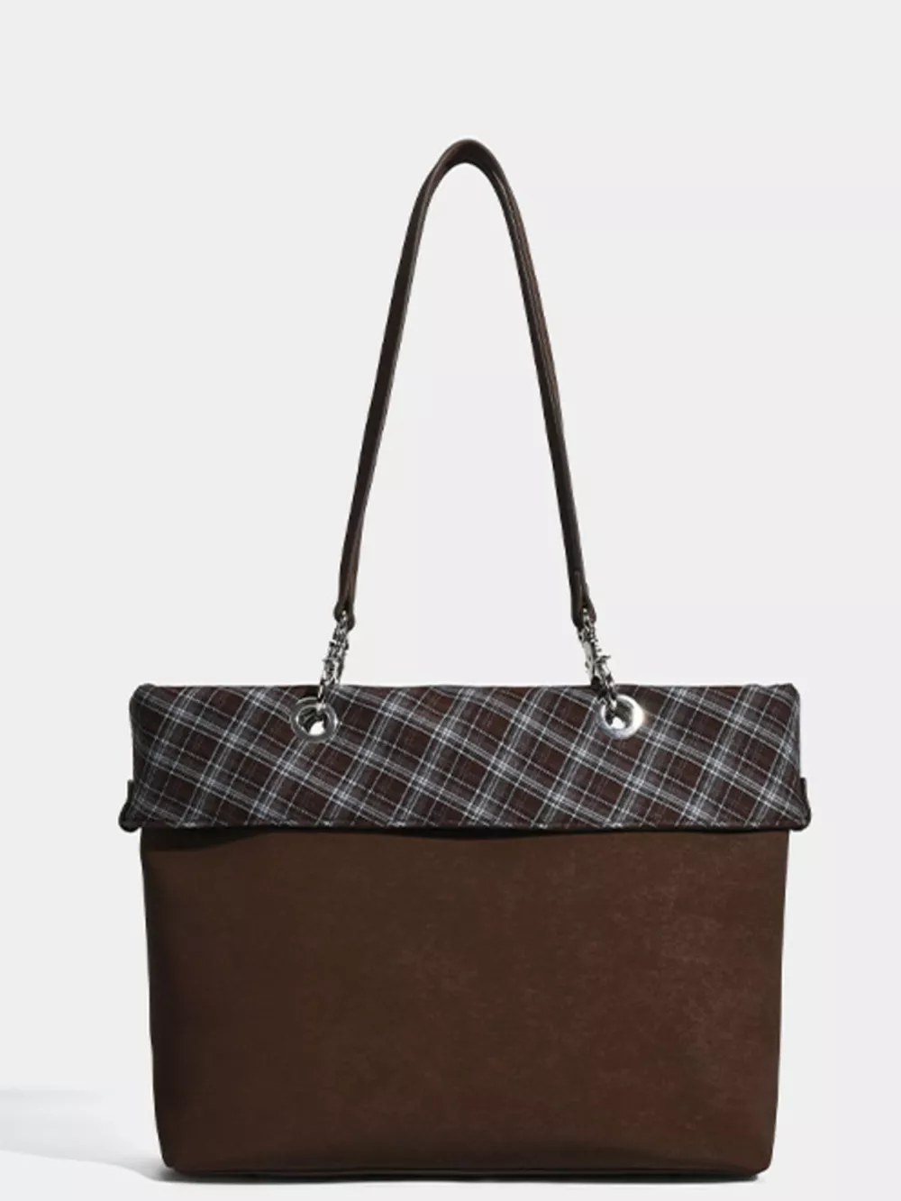 Plaid Trim Shoulder Bag
