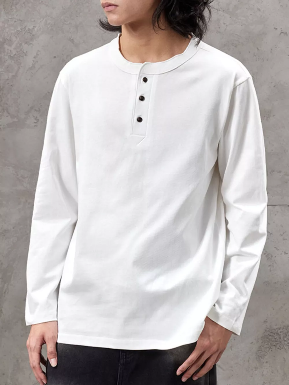 Men's Plus Size Casual Henley Long Sleeve T-Shirt, image 4