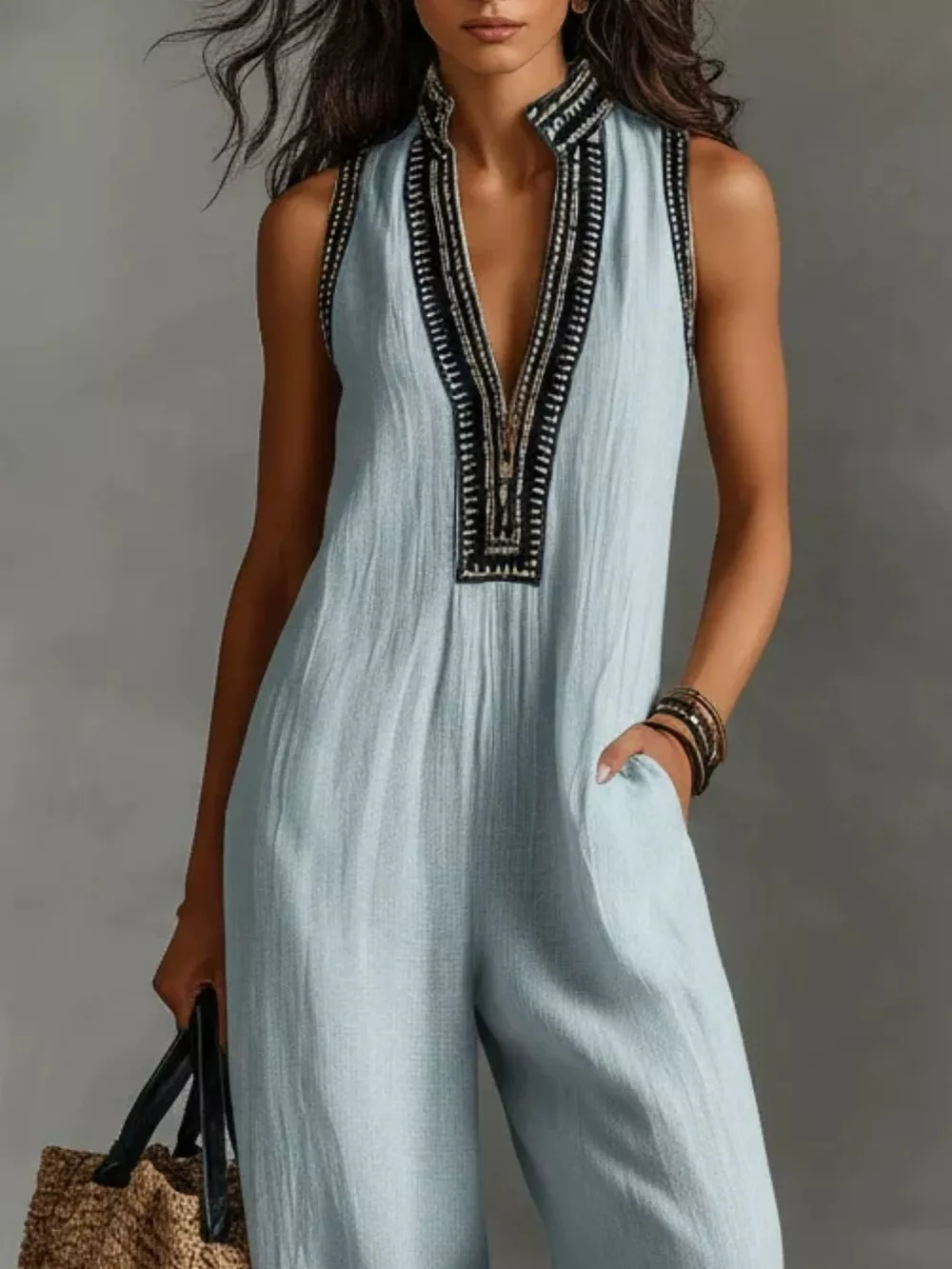 Full Size Sleeveless Wide-Leg Jumpsuit Plus Size, image 6