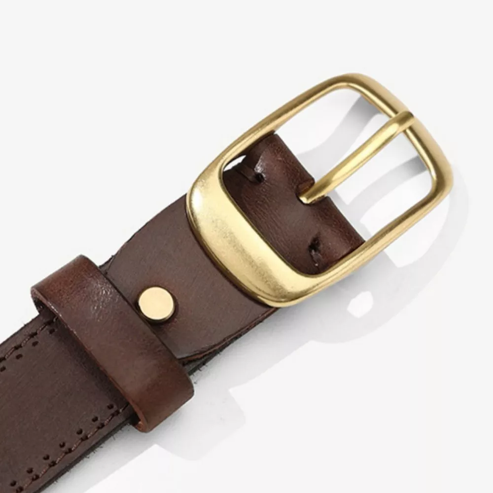 Cowhide Leather Belt with Golden Buckle, image 6