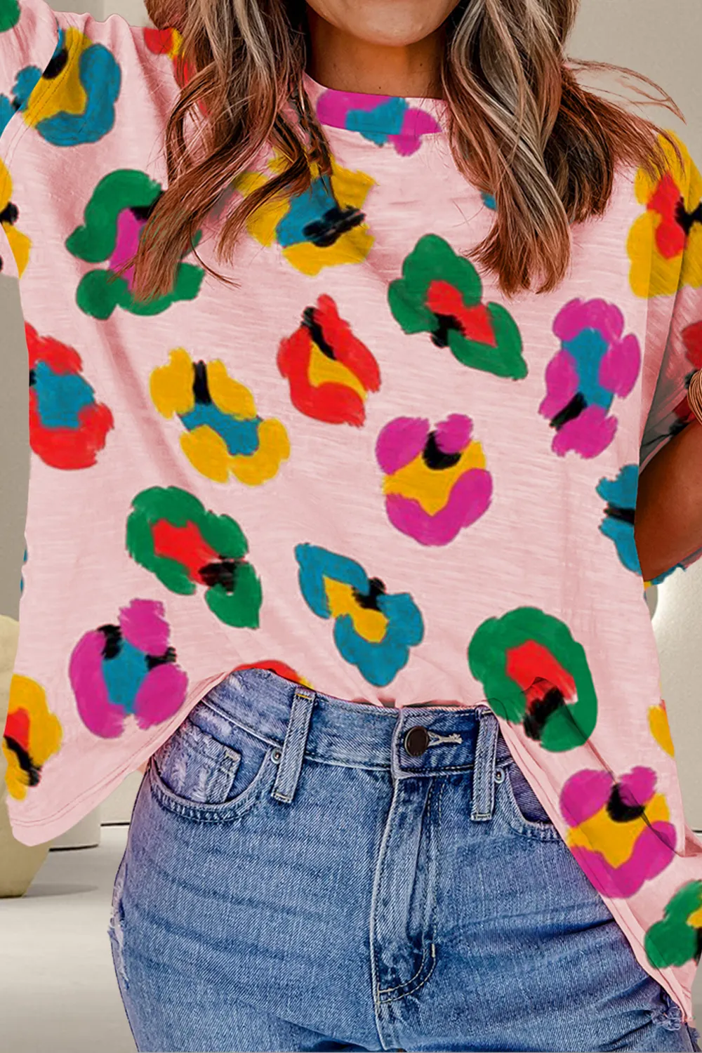 Printed Round Neck Half Sleeve Top, image 6