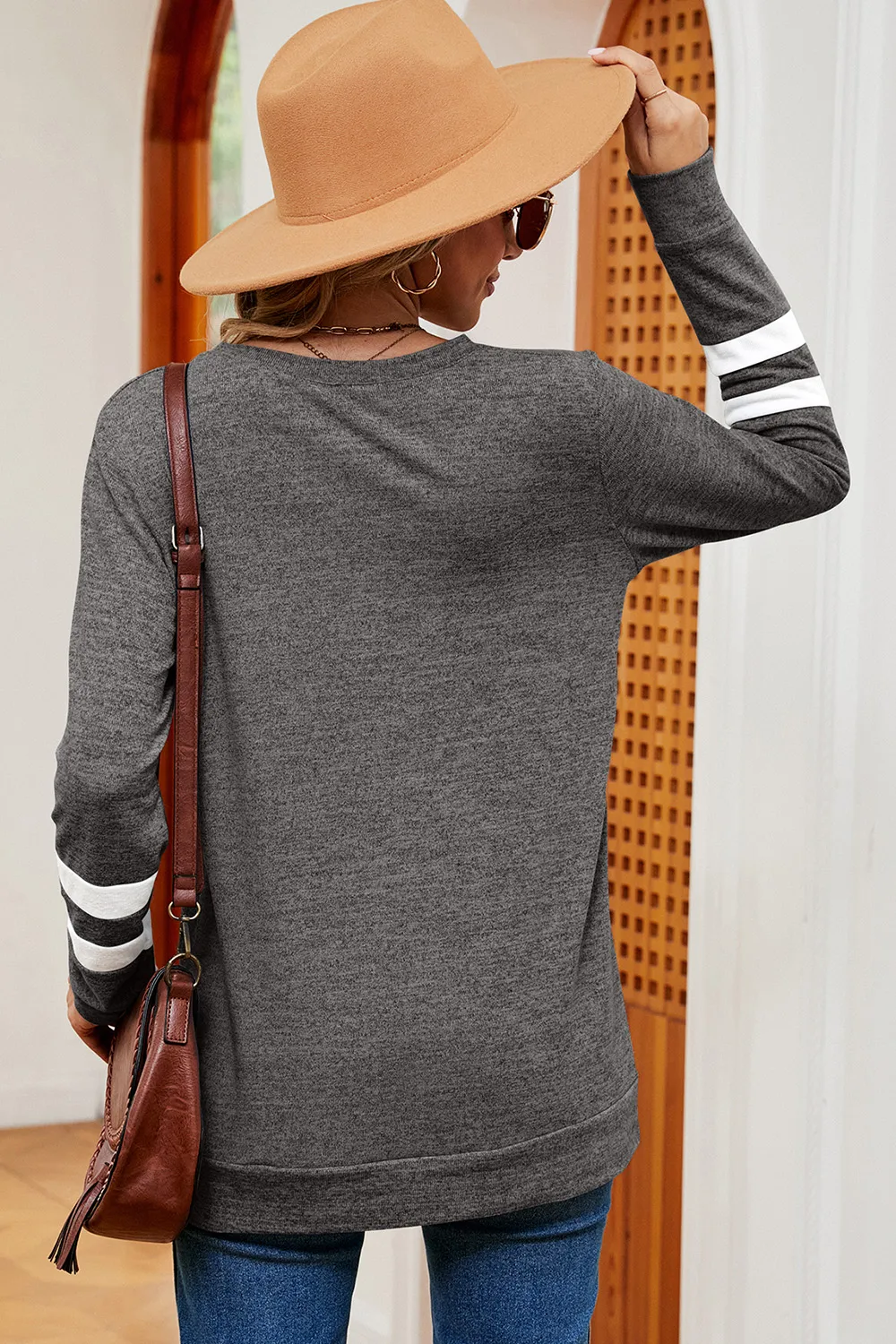 Striped V-Neck Long Sleeve T-Shirt, image 27