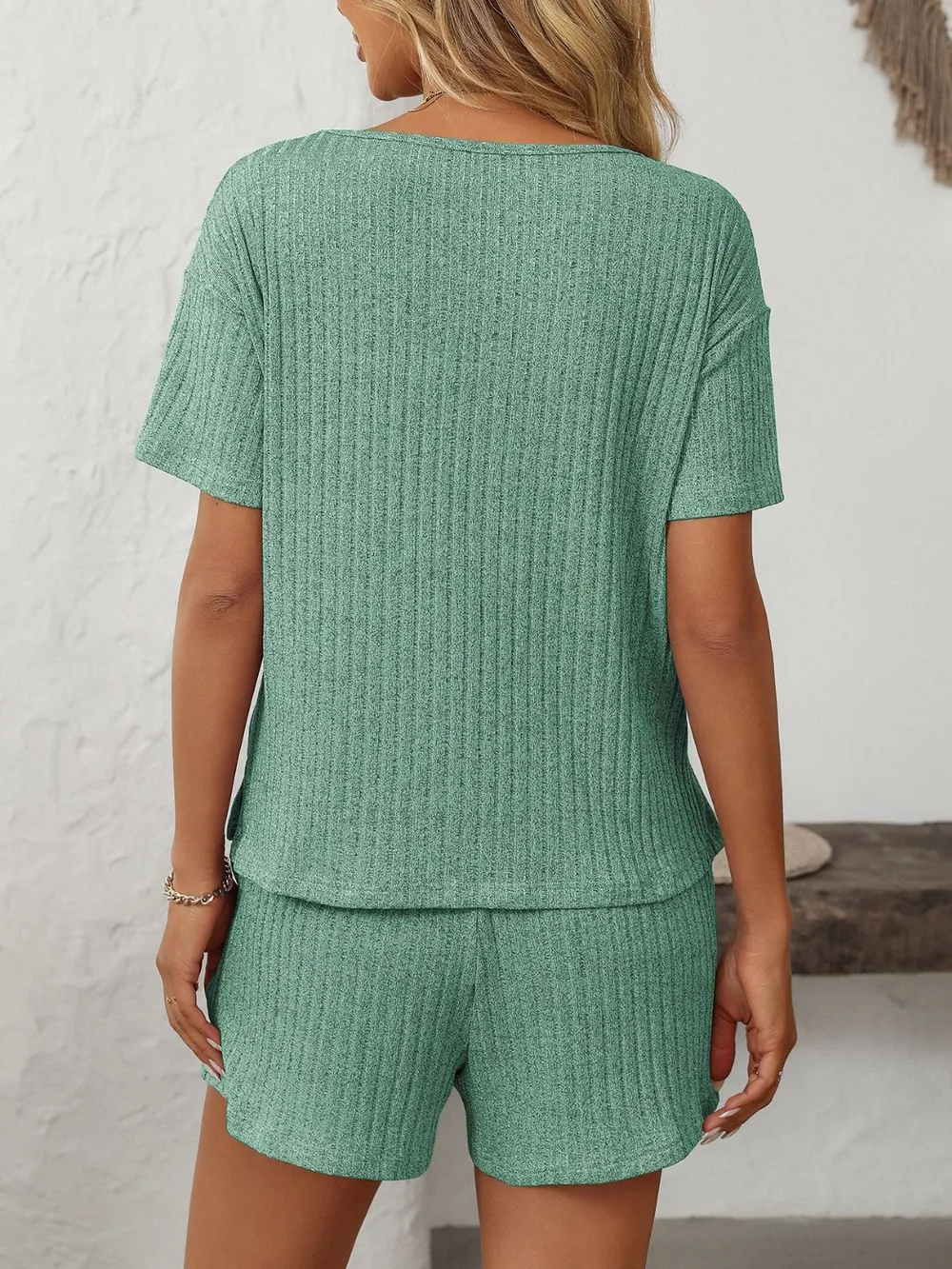 V-Neck Short Sleeve Top and Shorts Set, image 9