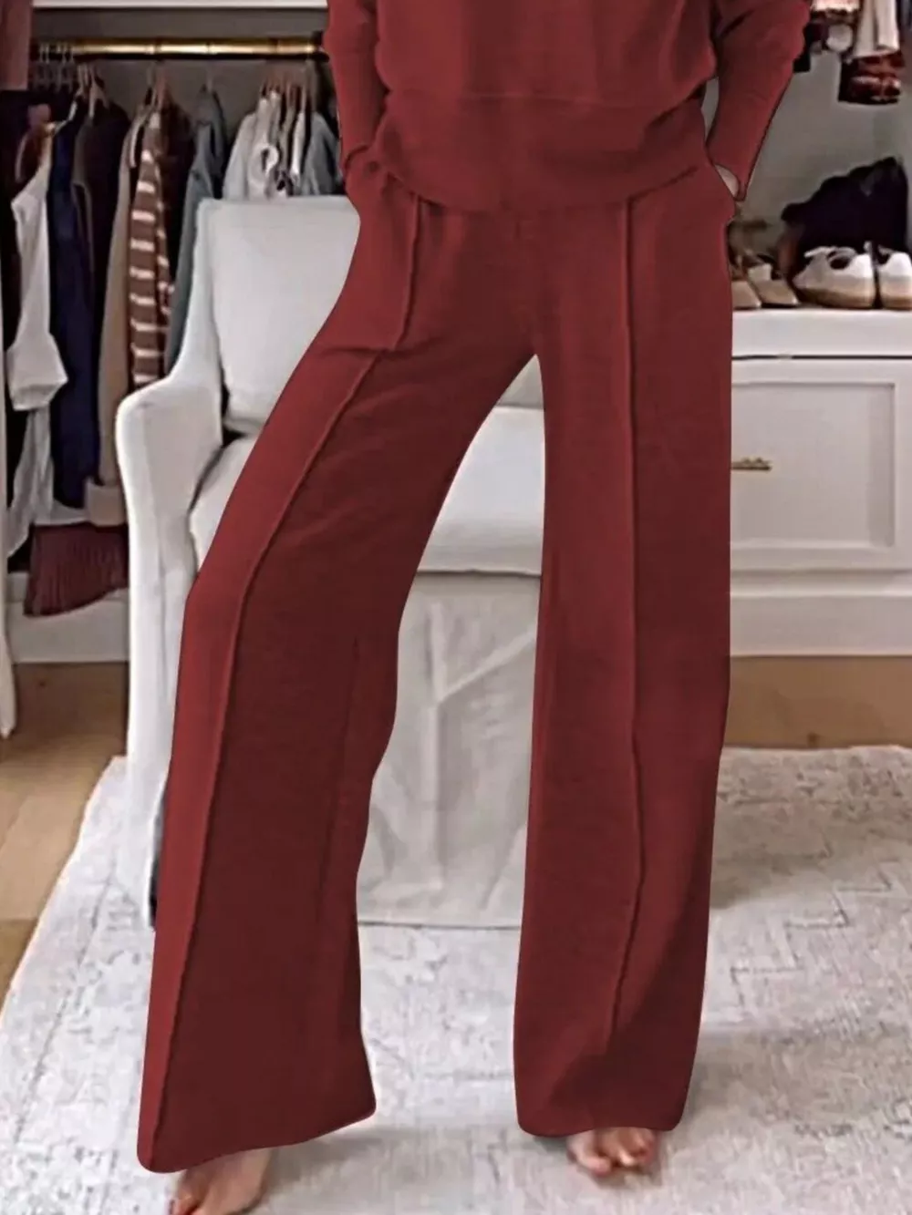 Full Size Cozy V-Neck Top and Pants Set Plus Size, image 20