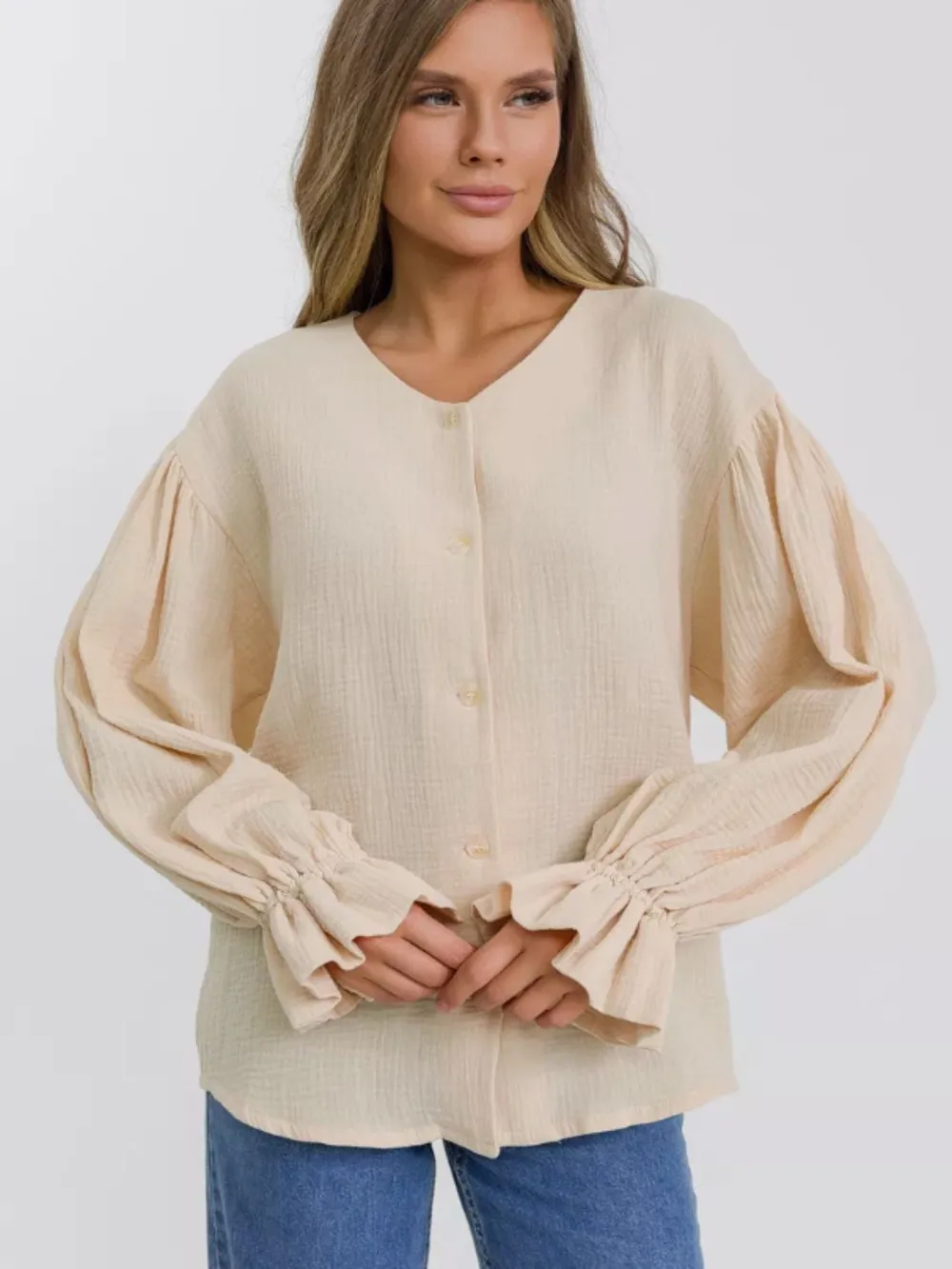 Button Up Flounce Sleeve Shirt, image 17