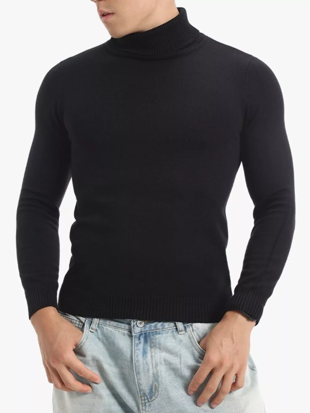Men's Plus Size Turtleneck Long Sleeve Sweater