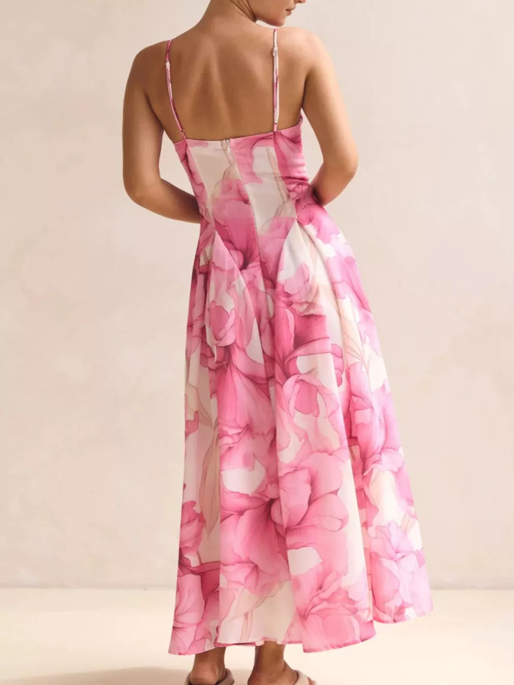 Floral Print Spaghetti Strap Midi Dress, image 9