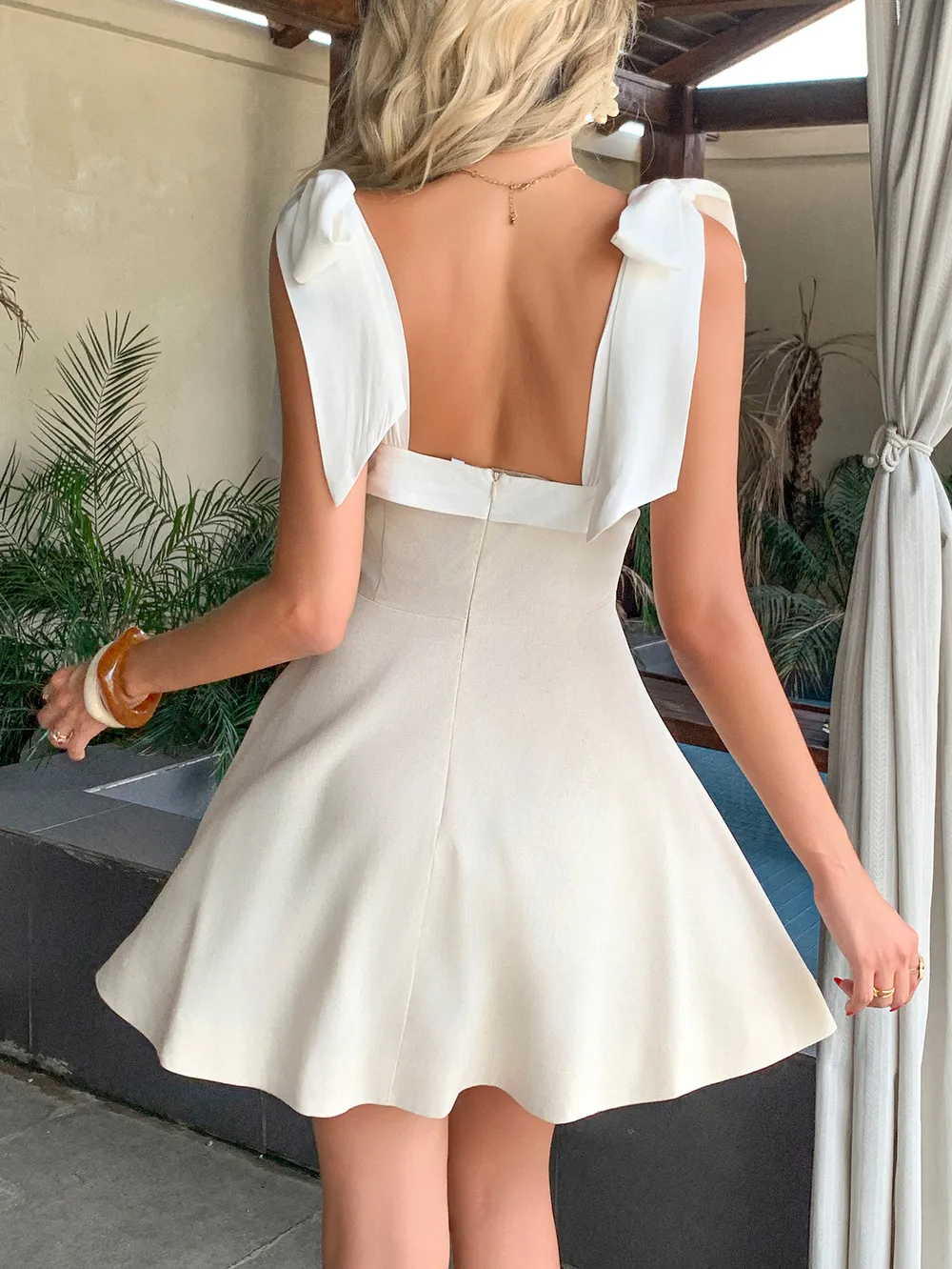 Square Neck Tie Shoulder Dress, image 4
