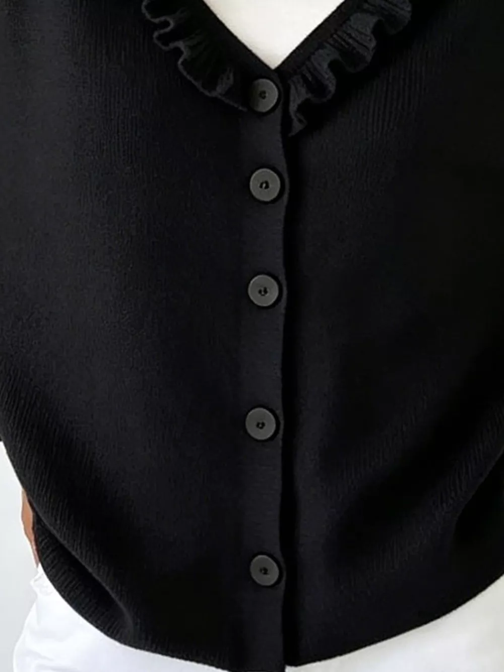 Ruffled Neckline Button-Up Cardigan, image 20