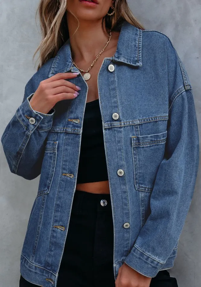 Pocketed Button Up Denim Jacket, image 10