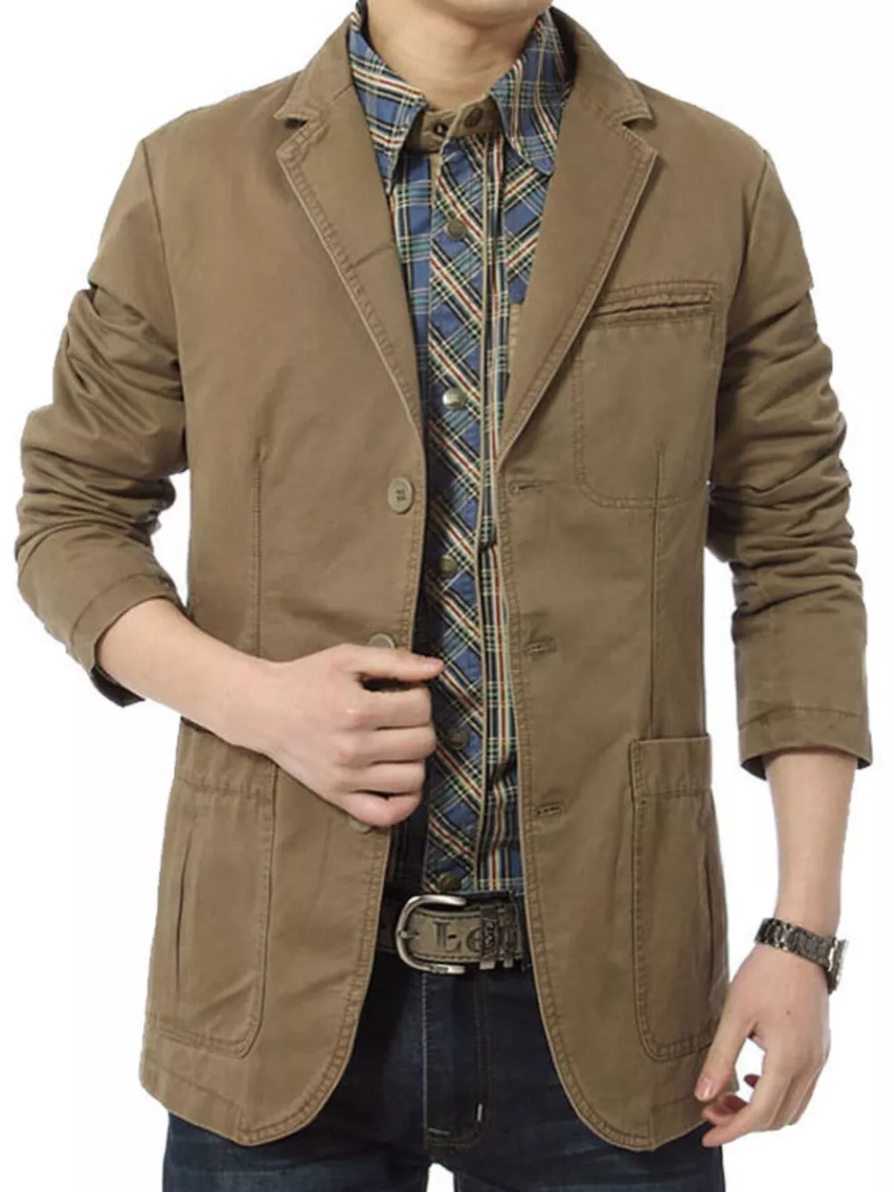 Men's Plus Size Casual Button Up Blazer, image 7