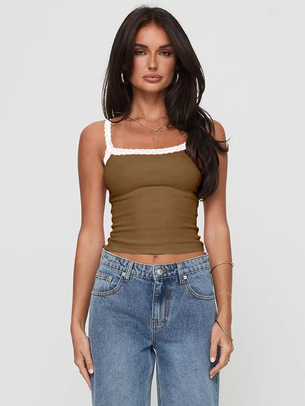 Lace Detail Cropped Cami, image 2