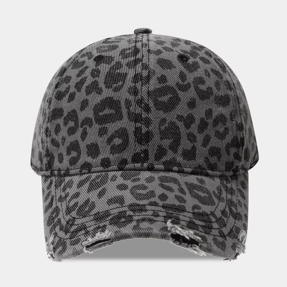 Distressed Leopard Print Cotton Baseball Cap, image 2