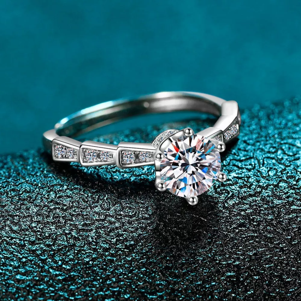 1 Carat Moissanite 925 Sterling Silver Ring, image 2