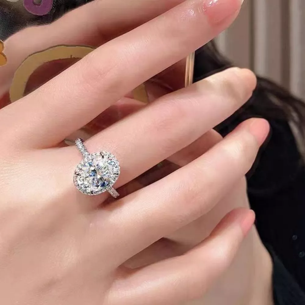 2 Carat Moissanite 925 Sterling Silver Oval Ring, image 5