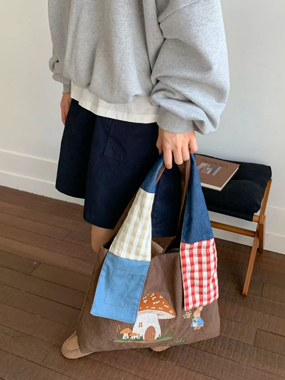 Mushroom Corduroy Tote Bag, image 13