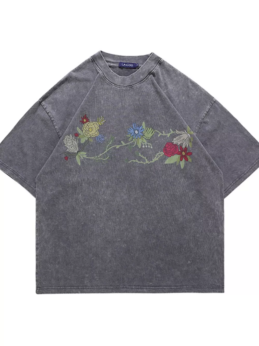 Men's Embroidered Round Neck Short Sleeve T-Shirt, image 2