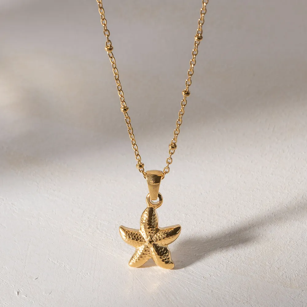 18K Gold Plated Starfish Pendant Necklace, image 3