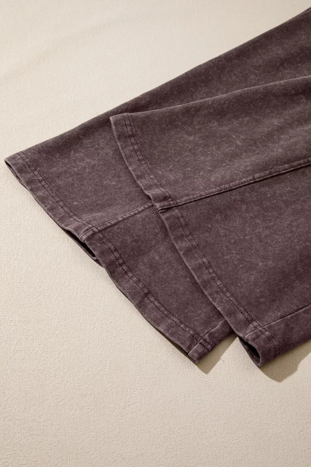Mineral Wash Elastic Waist Drawstring Tie Detail Cargo Pants, image 9