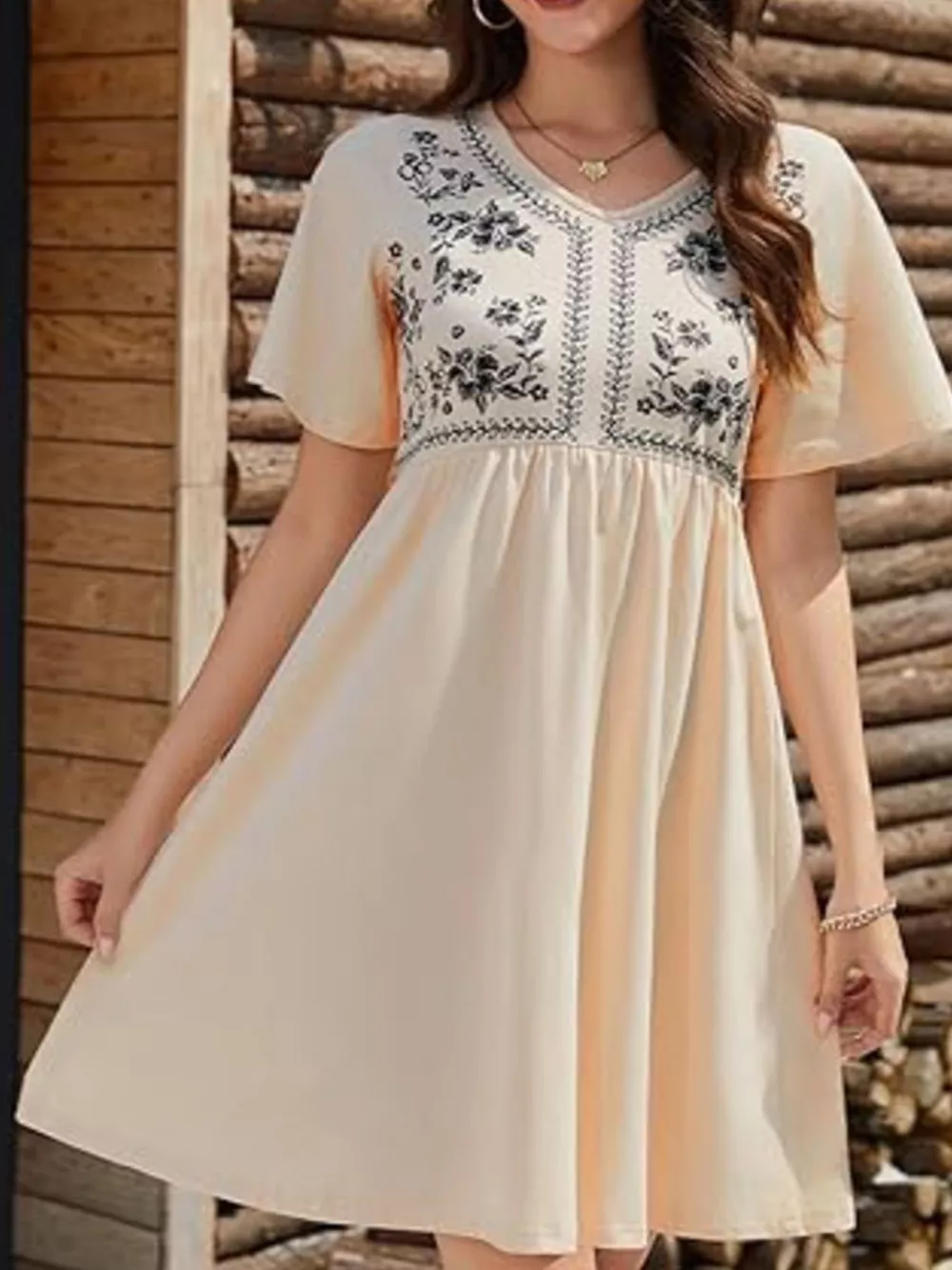 Floral V-Neck Mini Dress, image 12