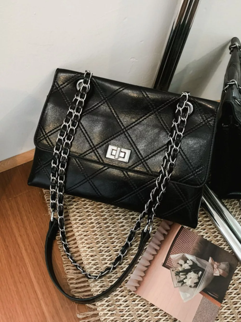 Quilted Chain Shoulder Bag, image 6