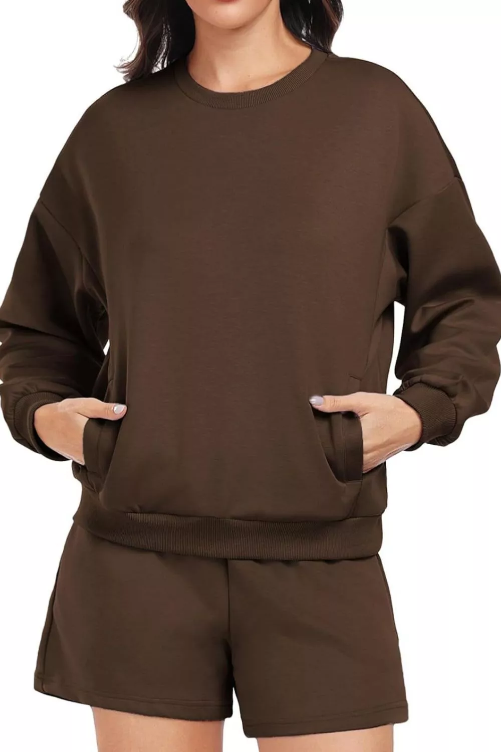 Round Neck Sweatshirt and Shorts Set, image 8
