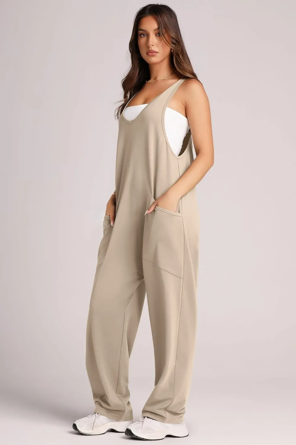 Wide Strap Jumpsuit with Pockets, image 7