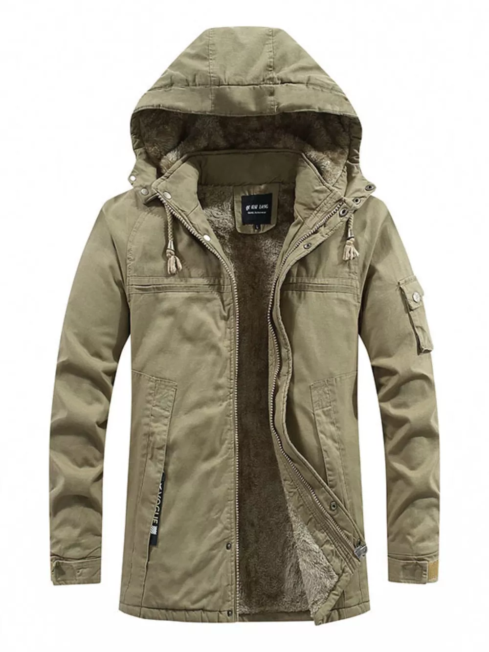 Men's Plus Size Winter Warm Hooded Zip Up Jacket, image 4