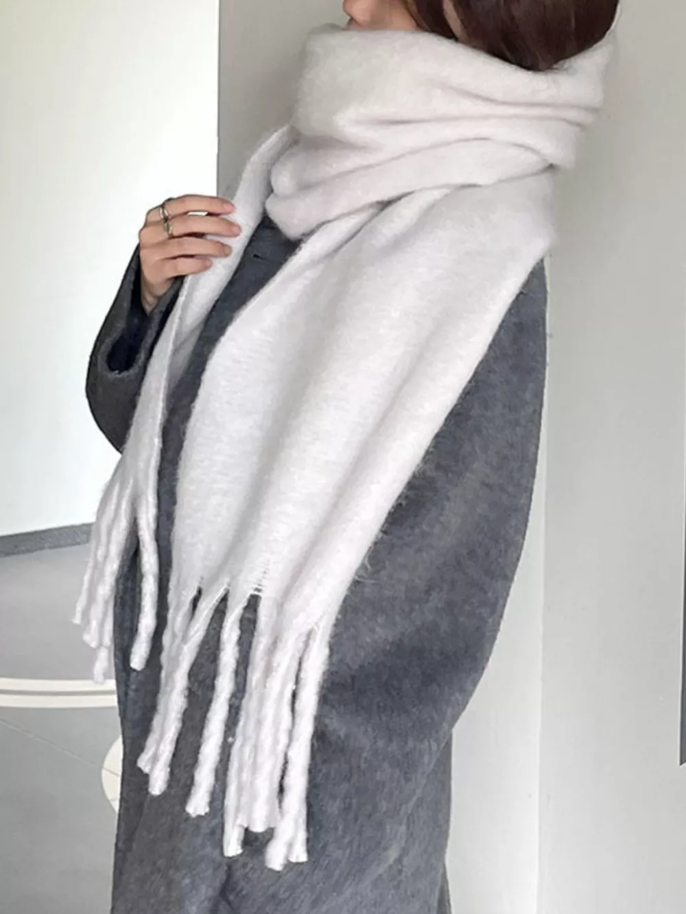 Solid Color Fringe Scarf, image 12