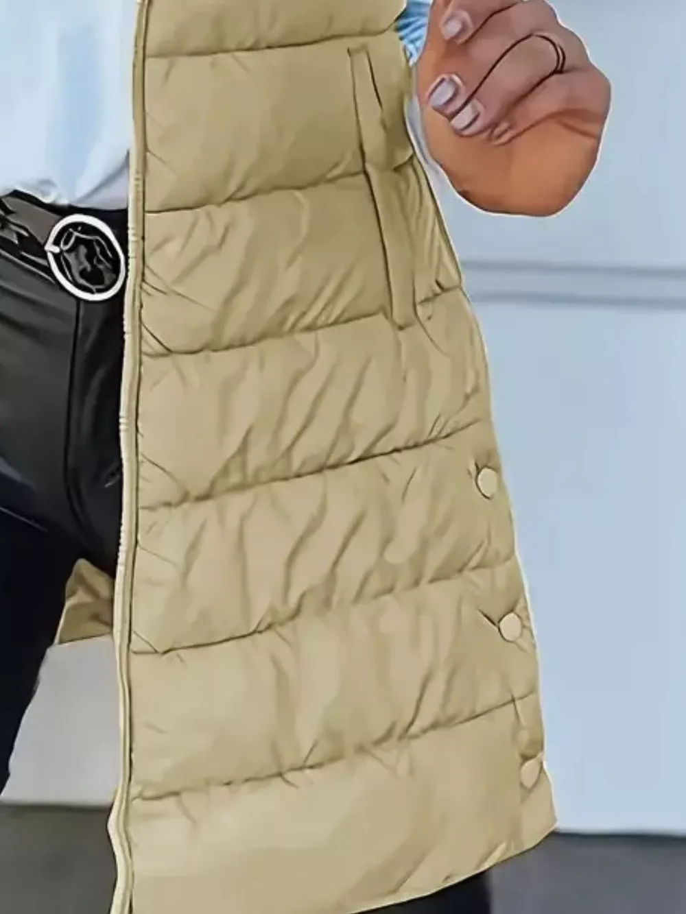 Zip Up Longline Hooded Puffer Vest Coat, image 17