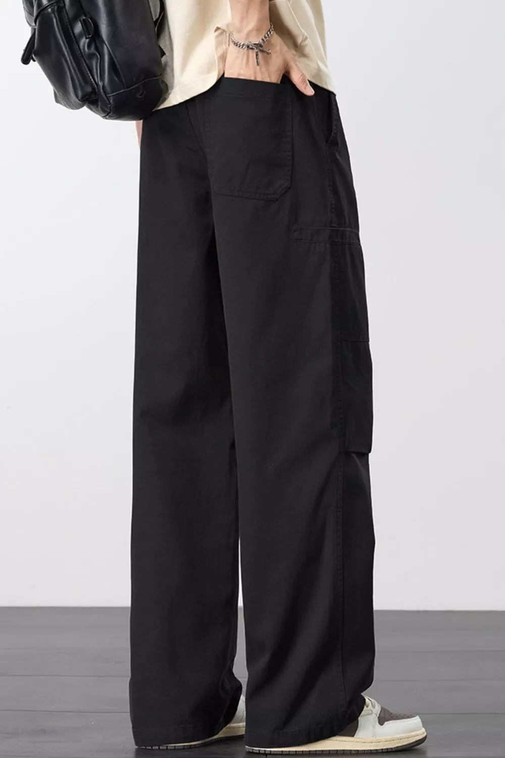 Men's Plus Size Loose Fit Cargo Pants with Drawstring, image 6