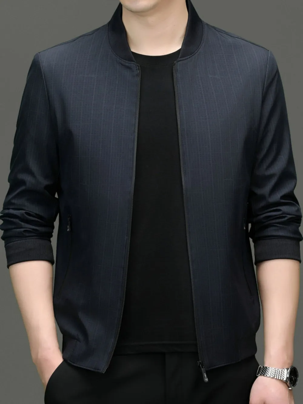 Men's Plus Size Zip Up Long Sleeve Jacket, image 3