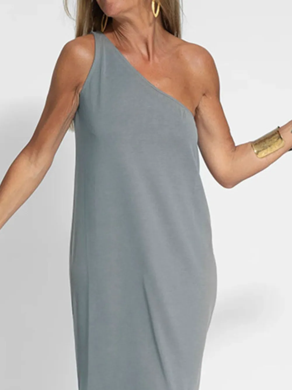 One-Shoulder Maxi Dress with Side Slit, image 3