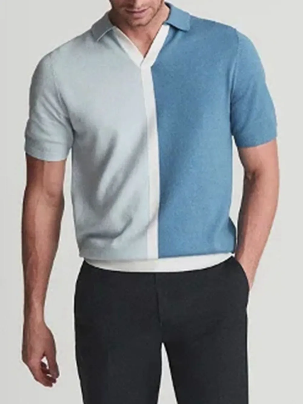 Men's Plus Size Two-Tone Short Sleeve Polo, image 2