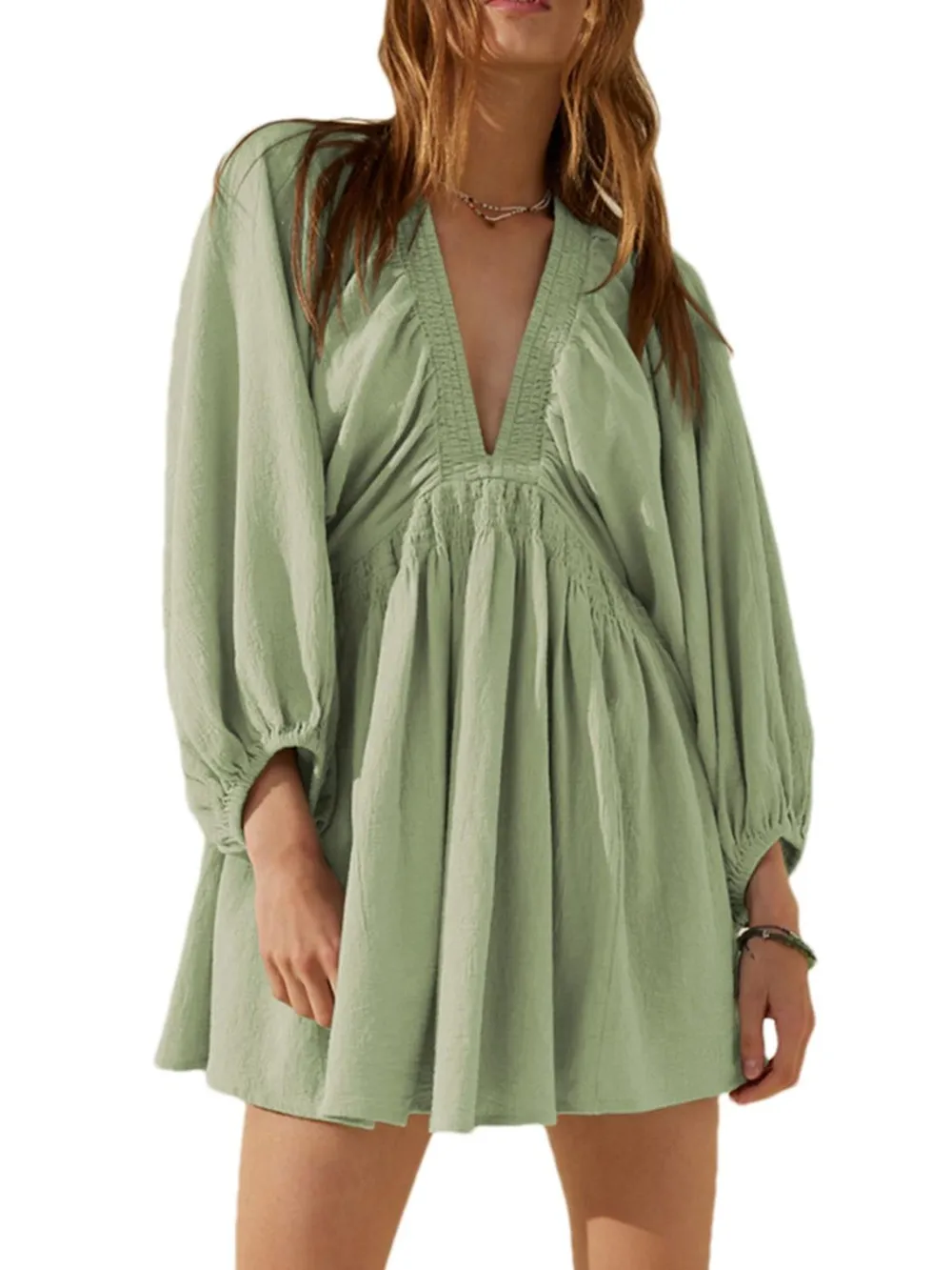 Textured V-Neck Mini Dress, image 8