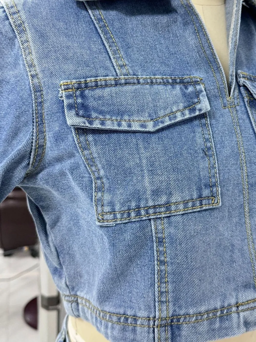 Johnny Collar Short Sleeve Top and Skort Denim Set, image 4