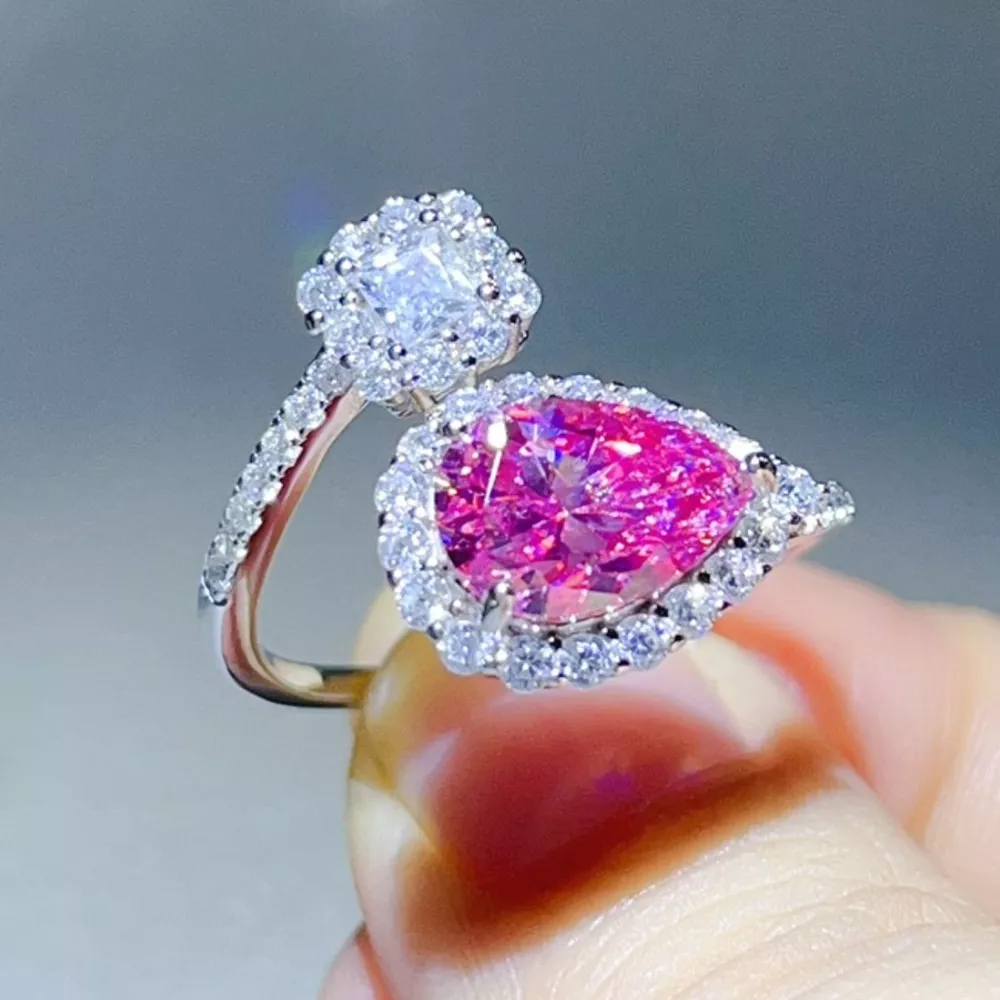 2 Carat Moissanite 925 Sterling Silver Bypass Ring, image 3