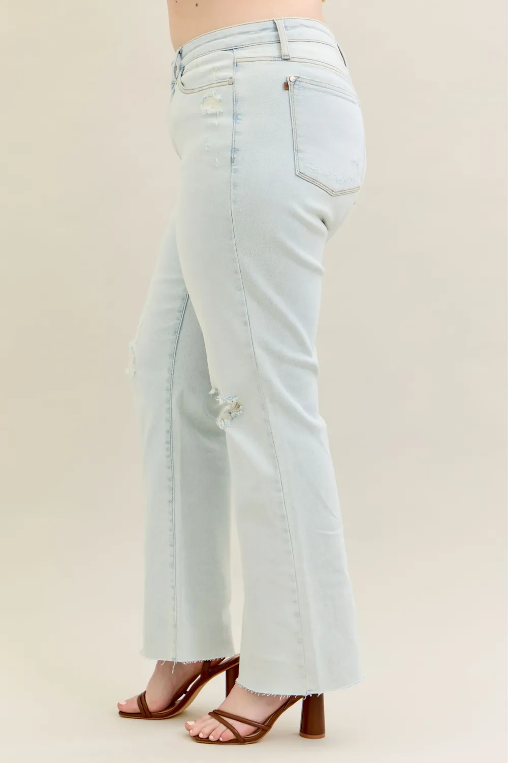 Full Size Destroy & Fray Hem Bootcut Jeans Plus Size, image 4