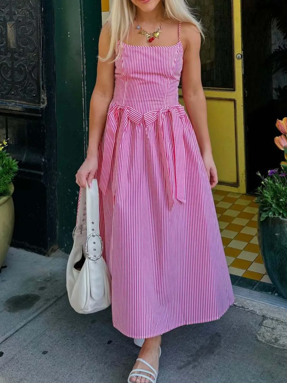 Bow Detail Midi Cami Dress, image 11