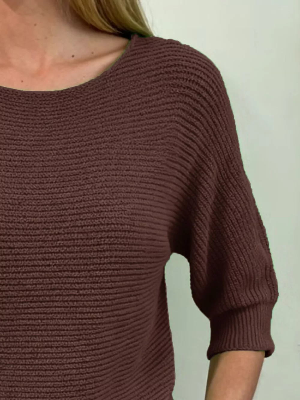 Full Size Ribbed Knit Round Neck Sweater Plus Size, image 11