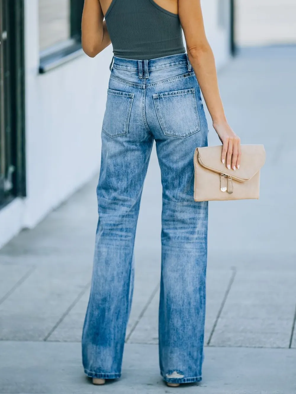 Distressed Straight Leg Jeans, image 3