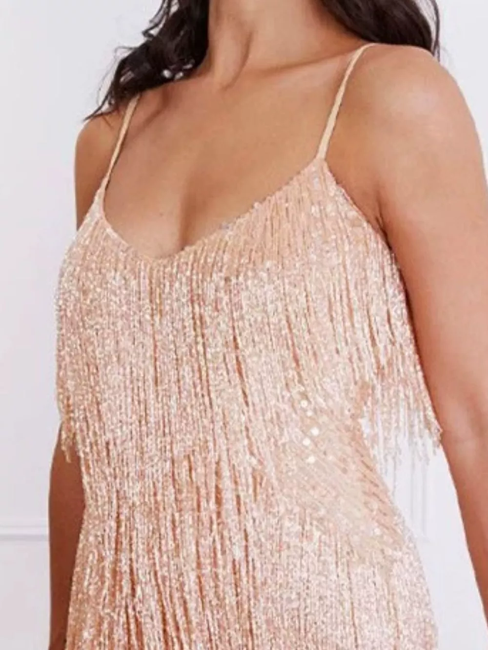 Full Size Sequin and Feather Fringe Mini Dress Plus Size, image 5