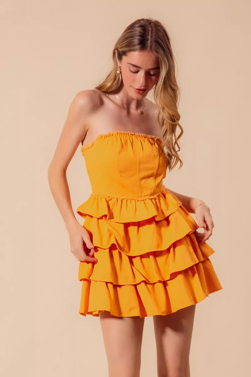 Strapless Ruffle Layered Game Day Cheer Up Dress, image 4